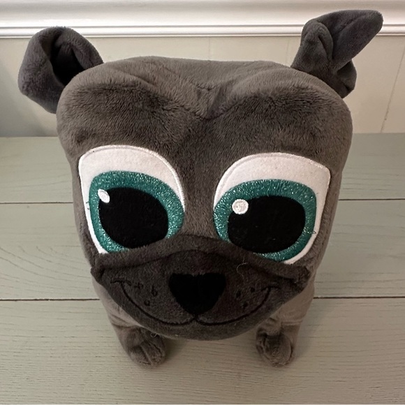 Disney Puppy Dog Pals Bingo Plush Pug Gray Stuffed Animal Blue Collar 12” - Picture 2 of 6